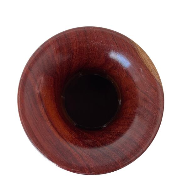 Wood Vase 8.5" Tall Hand Turned Solid Wood Inlay Cabincore Boho Natural - Picture 8 of 10